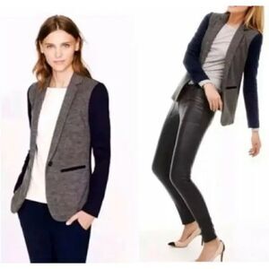 J CREW Sz 2 Contrast Knit Blazer
Gray Navy Wool Colorblock 11386
Schoolboy